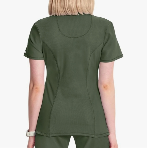 Olive Green Women's Scrub Top - Picture 2 of 16